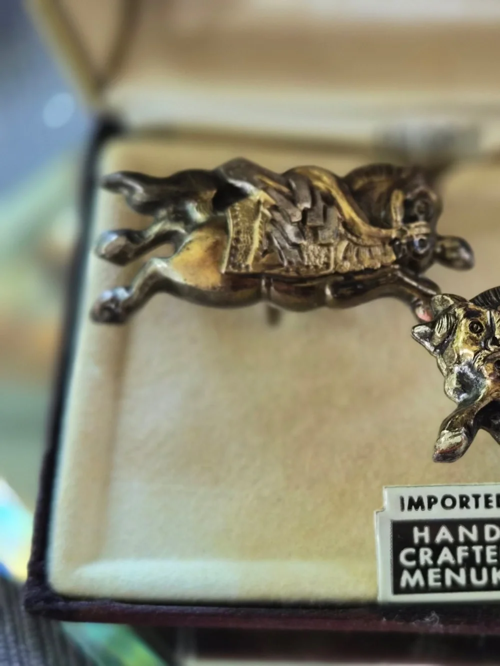Vintage Swank Horse Cufflinks Hand Crafted Japanese Menuki Equestrian Cuff Links